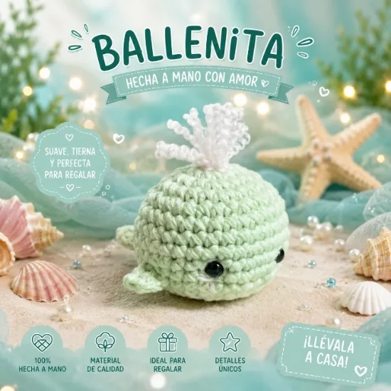 Ballenita amigurumi verde menta